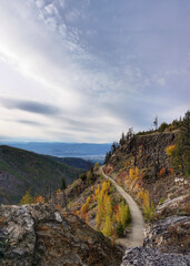 road in the mountains in the fall