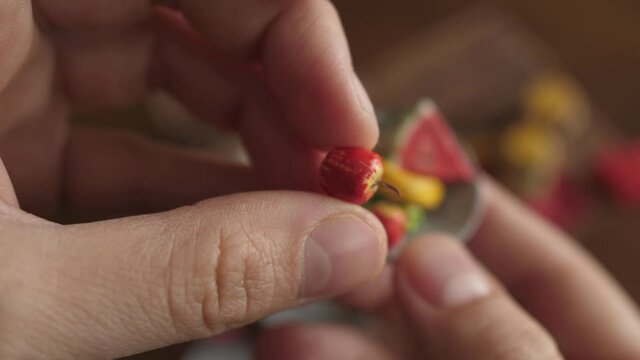 small fruits made from clay miniature diy polymer red apple