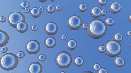 Abstract blue background of gray balls in space 3d render