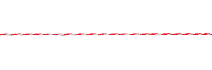 Red and white twisted rope isolated - obrazy, fototapety, plakaty