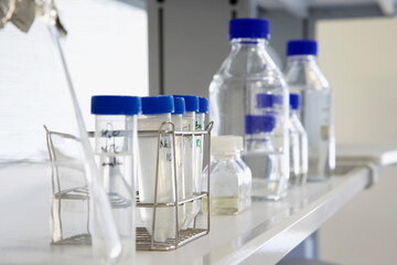 Empty Test Tubes And Bottles In Laboratory