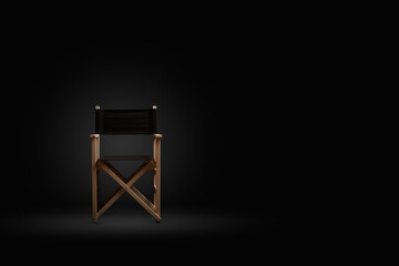 director chair banner on black background. Space for text