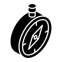 
Navigational device, compass glyph isometric icon 
