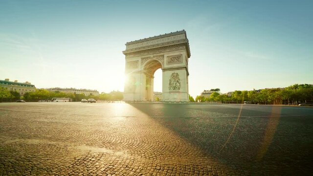 Triumphal Arch at sunrise, Paris, France