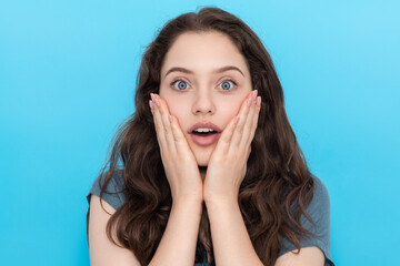 Young woman with surprise face.
