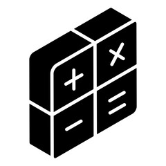 
Mathematical computation, filled isometric icon of arithmetic operations
