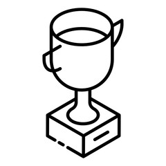 
Winner trophy icon in modern glyph isometric style 
