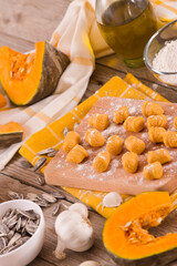 Raw pumpkin gnocchi. 