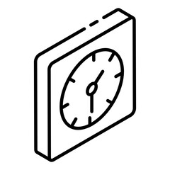
Glyph isometric icon of a wall clock
