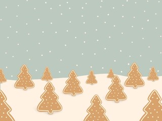 Gingerbread Christmas trees in winter aura - 395822949