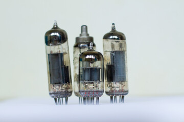 Old glass radio tubes. Old radio parts.