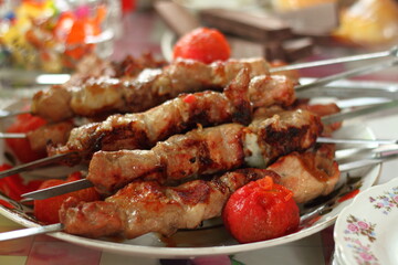 shish kebab (meat) on the barbecue