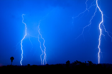 Urban lightning over the city skies