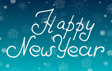 lettering Happy New Year on blue