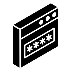 
Web password glyph isometric icon
