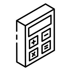 
Calculation device, glyph isometric icon of calculator 
