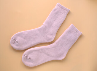 Pink socks to be at home. Autumn-winter season