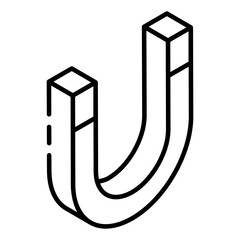 
Attraction device, glyph isometric icon of magnet 
