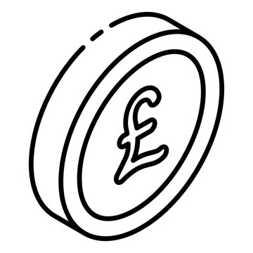 
Pound Glyph Isometric Icon Showing Coin 
