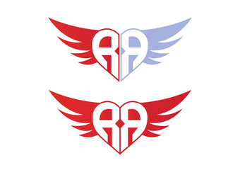 RR Valentine Love Alphabet Logo Design Concept