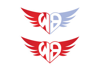 WB Valentine Love Alphabet Logo Design Concept