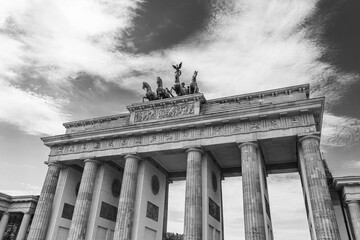 Fototapeta premium Brandenburger Tor black and white Berlin Germany cloudy day