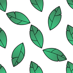 Seamless natural pattern with green leaves on a white background. Freshness, organic, vegetarian concept