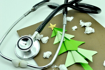 medical instruments and Christmas card