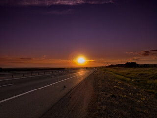 sunset on the road