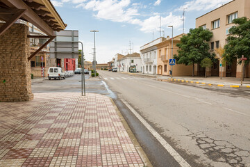 a paved road/street in Fuentes de Ebro town, province of Zaragoza, Aragon, Spain