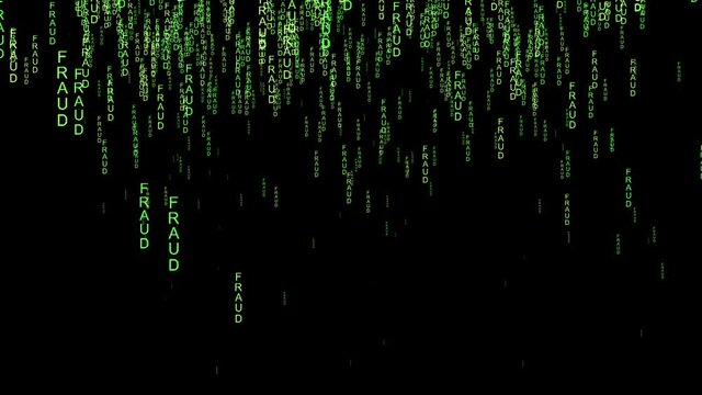 Fraud text on the screen concept.
