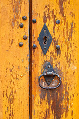 Ancient colonial door detail, Tiradentes, Brazil