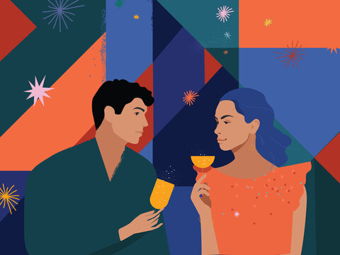 couple celebrating new year