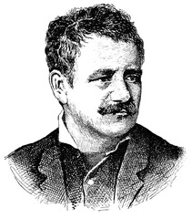 Portrait of Gabriel Cornelius Ritter von Max - a Prague-born Austrian painter. Illustration of the 19th century. White background.