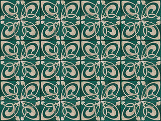 Ancient hydraulic tiles seamless pattern background