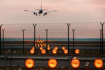 Landing approach of the passenger plane