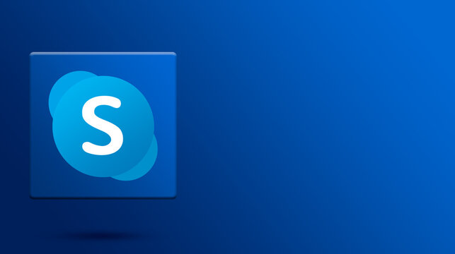 Skype logo icon on platform 3d rendering background