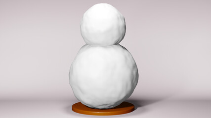 3D Rendering of blank snow man symbol of christmas Represents a happy day. clip art isolated on pink background.
