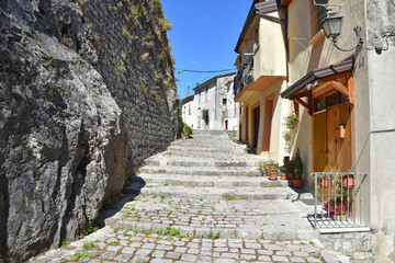 A narrow street among the old houses of Lagonegro, an old city in the Basilicata region, Italy.