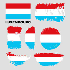 Grunge Luxembourg flags set. Vector stock illustration