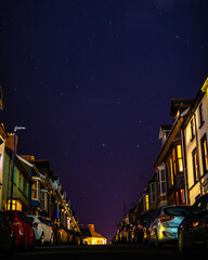 street at night under the stars in Aberystwyth