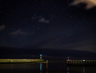 harbour at night in fishing town of aberystwyth