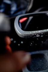 spraying a soapy cleaning product 