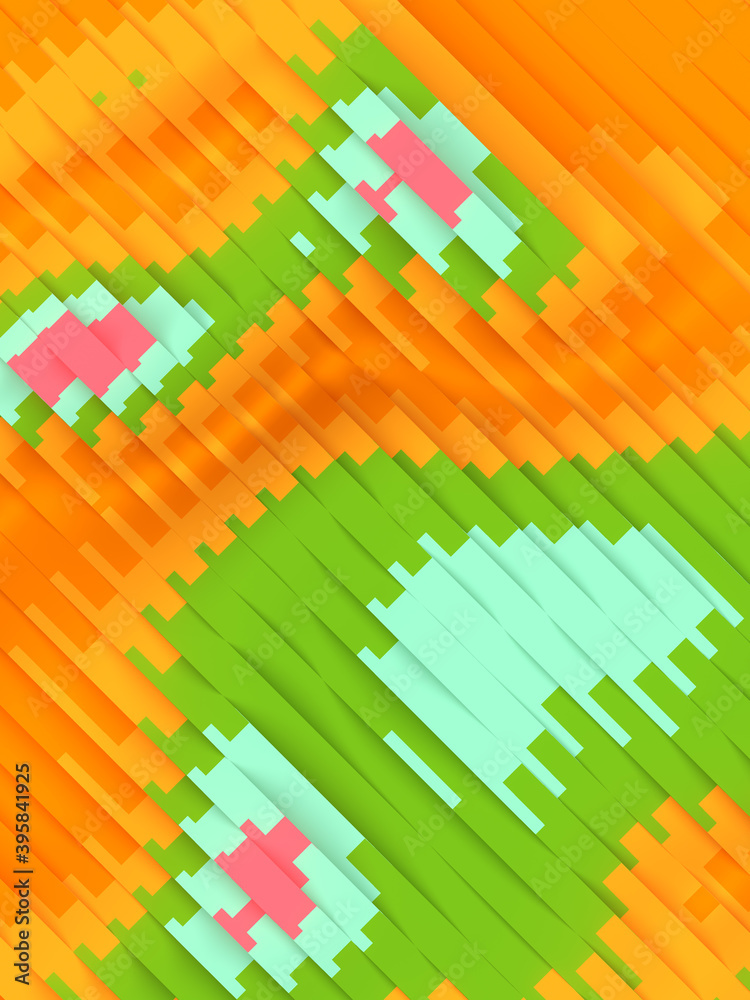 Poster trendy wavy-like pattern of colored stripes along the diagonal lines. artistic background. 3d render