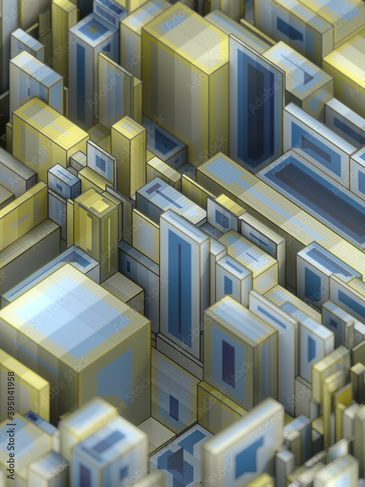 Aufkleber 3d rendering digital illustration design template. Abstract geometry background