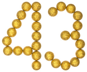 Numeral 43, forty three, from decorative balls, isolated on white background
