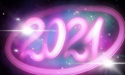 Neon rosa 2021. Web banner felice anno nuovo. Stelle.