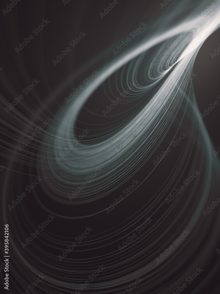 Aufkleber Modern abstraction with wave band white lines. Depth of field. 3d rendering