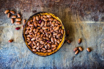 Organic food concept with raw beans