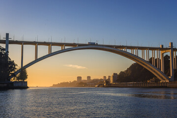 Arrabida Bridge between Vila Nova de Gaia and Porto cities in Portugal